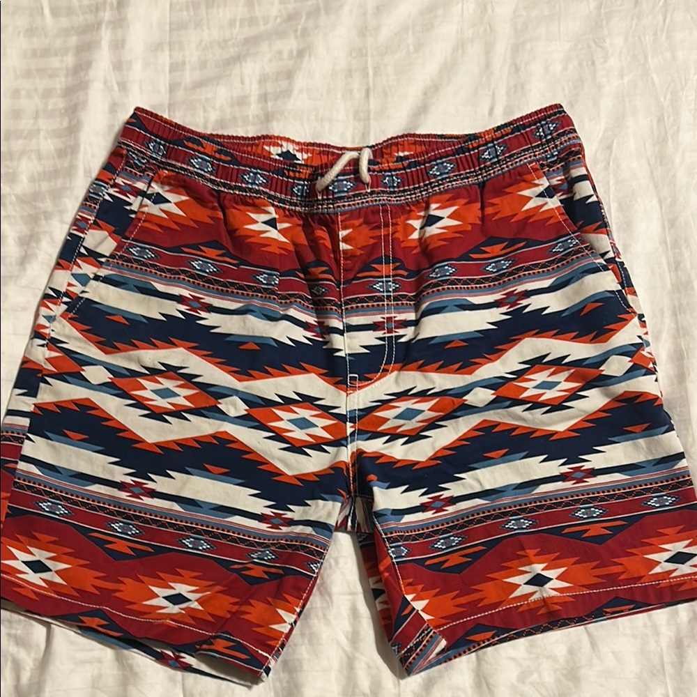 Forever 21 Men's Aztec Print Swim Trunks - Red, Blue, White